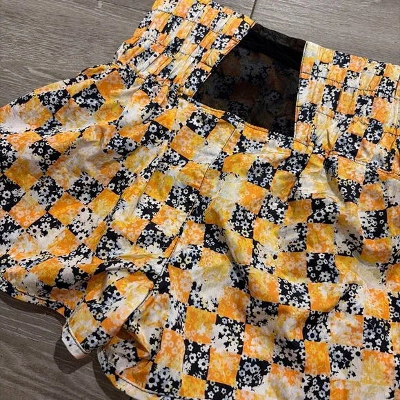 FP Movement by Free People High Waist Checkered Shorts - Yellow and Black - Picture 5 of 6